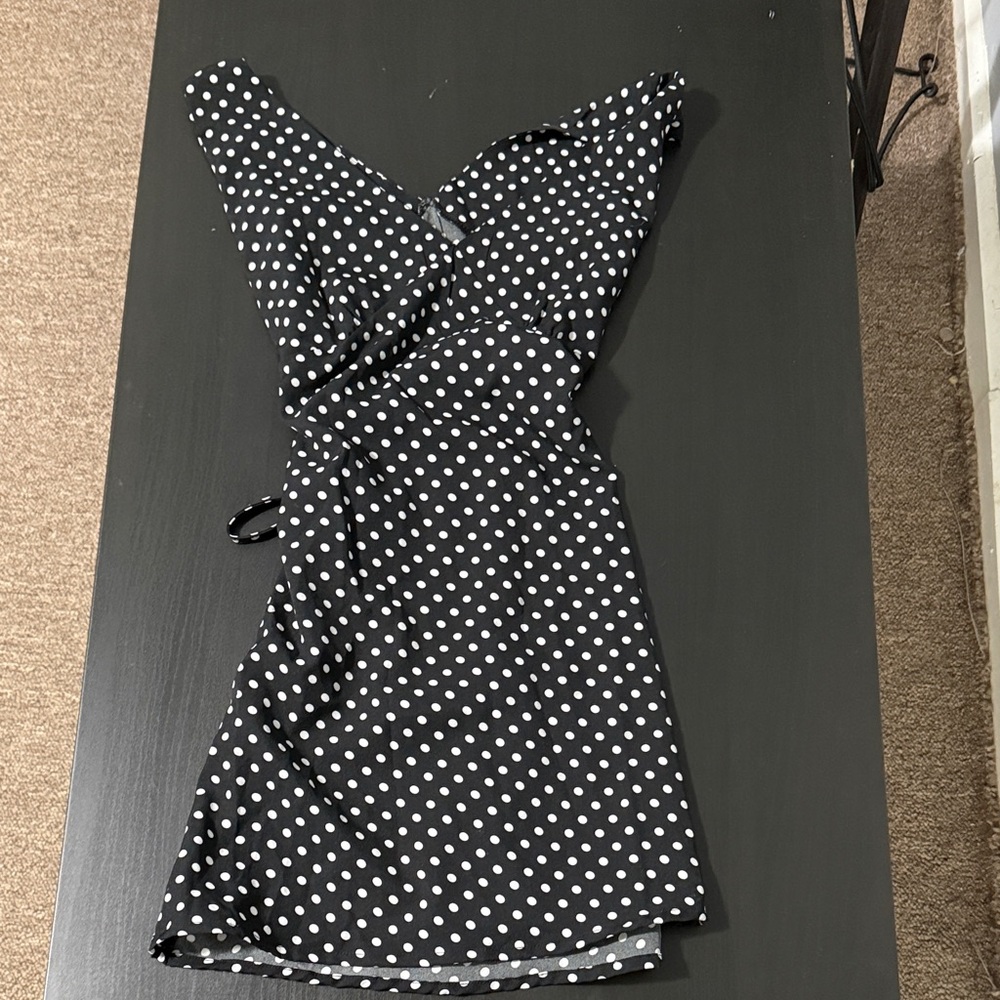 Black and White Polka Dot Wrap Dress
